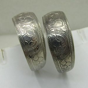 Vintage Southwestern Large Hoop Earrings, Pierced